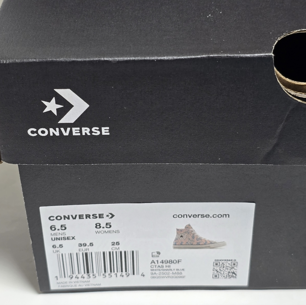 Converse Chuck Taylor All Star Floral High Top Sneakers Womens 8.5 Pink Blue NWT - Picture 8 of 8